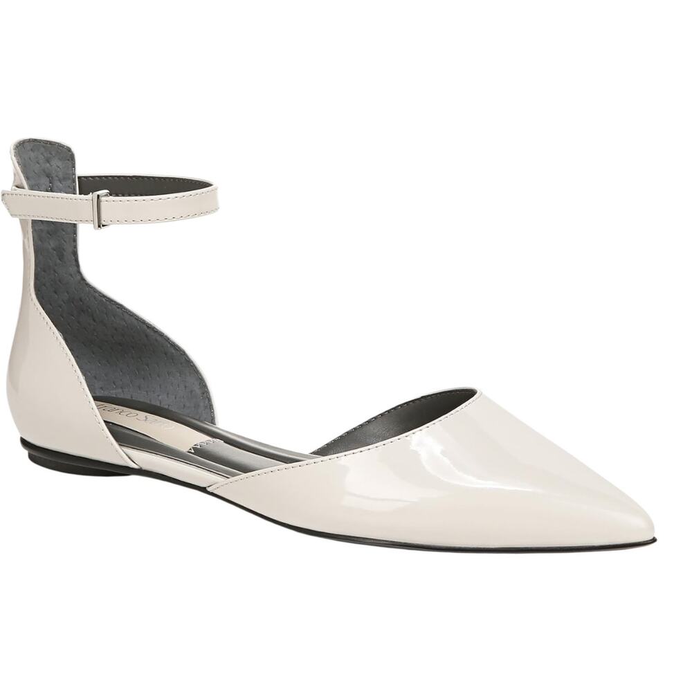 Franco Sarto Women's Racer-Flat Ankle Strap Pointed Toe Flats Light Gray Size 8